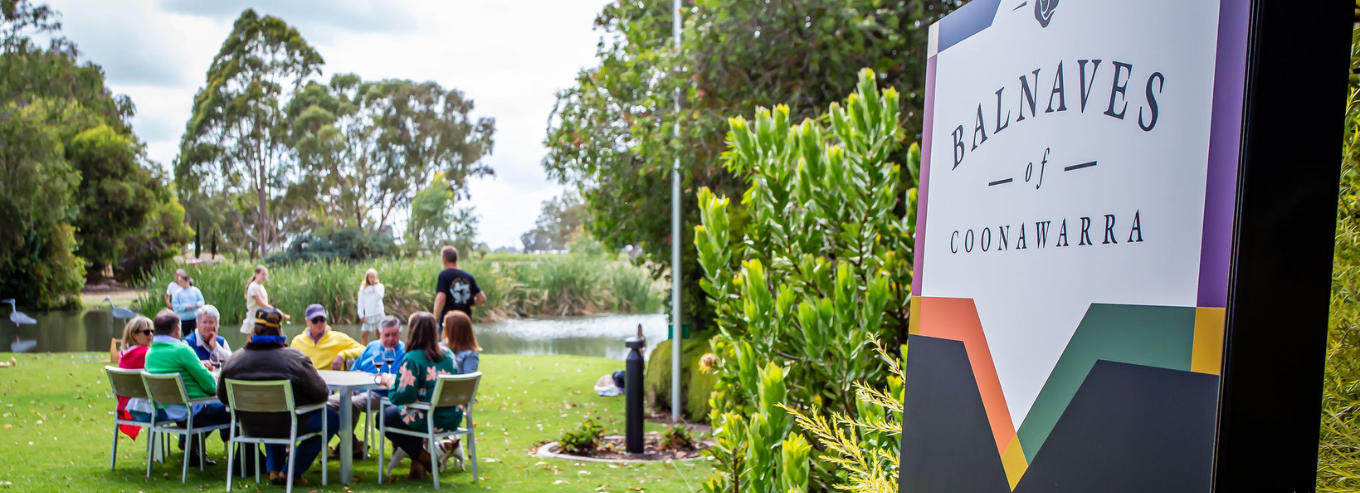 People seated at Balnaves of Coonawarra garden